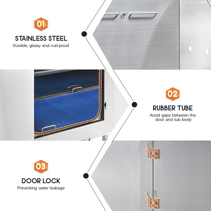 Albott 50 Inch Stainless Steel Dog Washing Station with Non-Slip Steps, Sprayer, Faucet, Soap Box – Professional Pet Bathtub for Small and Medium Pets, Use at Home, Garage, or Grooming (Right Door)-PawvioPets