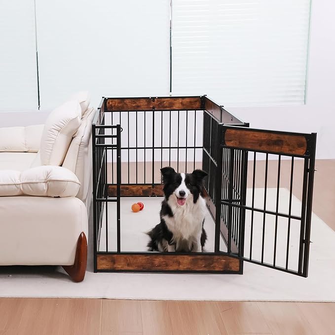 Dog Playpen, 31.5" Height Dog Pen Indoor, Heavy Duty, Safe and Sturdy, Furniture Style Puppy Pen-PawvioPets