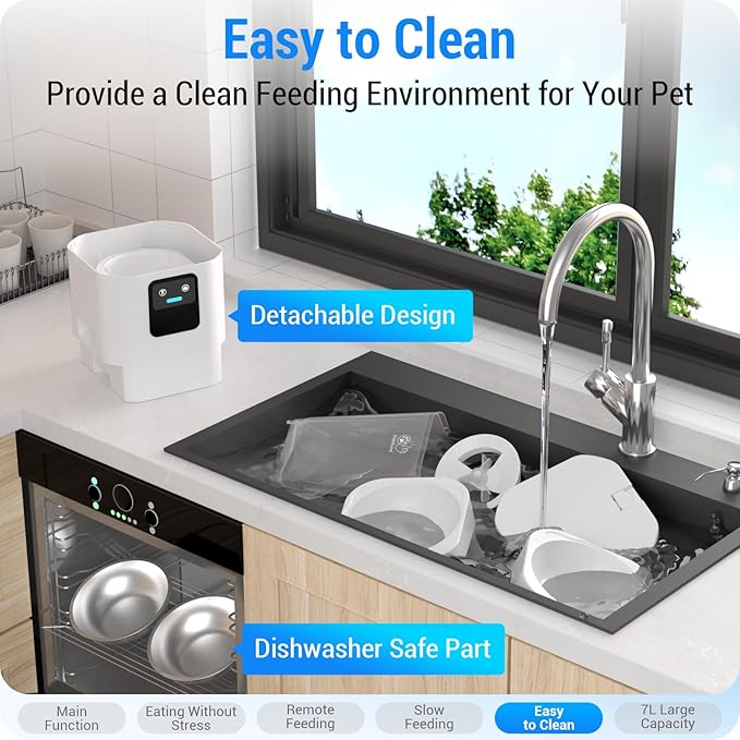 5G WiFi Automatic Cat Feeder with Slow Feed for 2 Cats: Automatic Dog Feeder with 7L Large Food Storage, Cat Food Dispenser with Alexa for Multiple Pets, Detachable for Easy Cleaning -29 Cup-PawvioPets