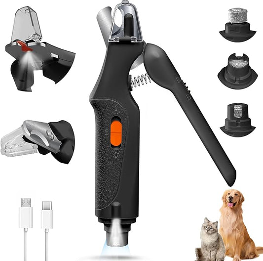 2 in 1 Dog Nail Clippers and Grinder with Lights & Cat Nail Clipper for Large Medium Small Dogs Cats Nail Trimmers USB Rechargeable with 2 LED Lights Dog Claw Care for Non-Black Nails-PawvioPets