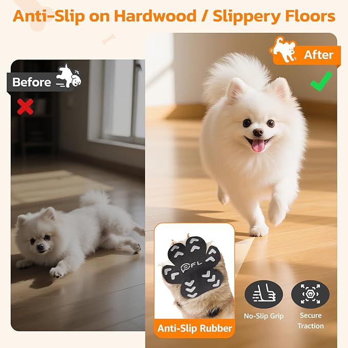 Anti Slip Dog Paw Protector Pads for Senior Dogs, Paw Pads for Dogs Traction, Disposable Self Adhesive Paw Grips for Old Dog on Slippery Hardwood Floor, Black 12 Sets (48pcs) S(4-10lbs)-PawvioPets