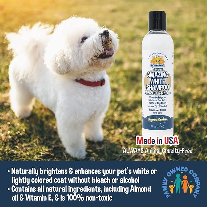 Bodhi Dog Amazing White Shampoo for Dogs - Brightens White & Light Coats - Plant-Based - Made with Natural Ingredients -Safe & Effective for All Breeds - Gentle & Cruelty-Free - Made in USA (8 Fl Oz)-PawvioPets