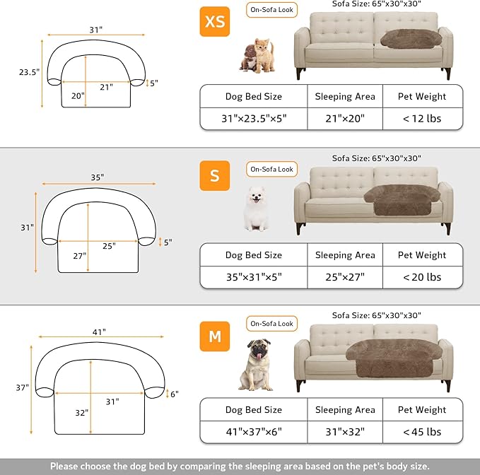 Calming Dog Bed Fluffy Plush Dog Mat for Furniture Protector with Removable Washable Cover for Large Medium Small Dogs and Cats (Small(35x31x5), Camel)-PawvioPets