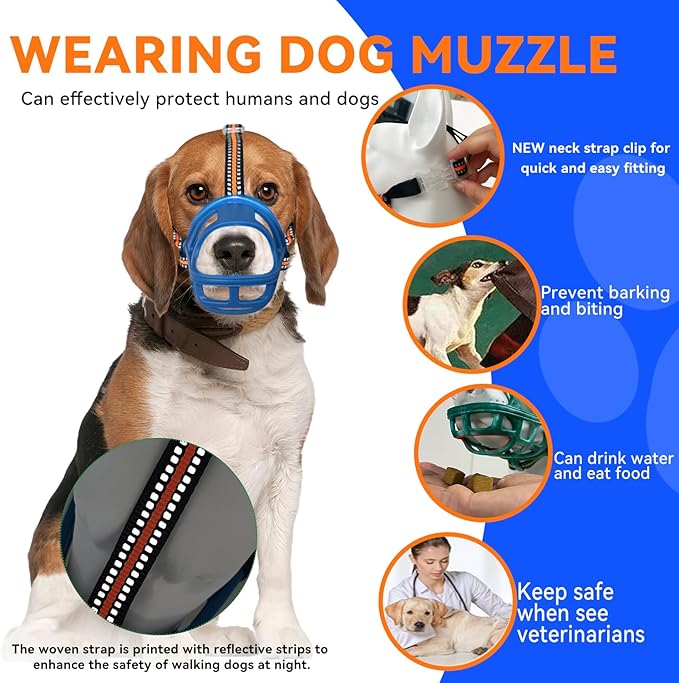 Dog Muzzle, Basket Muzzle for Small Medium Large Dogs, Anti-Biting and Chewing, Lightweight & Sturdy Cage Design,Allows Panting & Drinking, Ideal for Grooming & Training(Blue Size M)-PawvioPets
