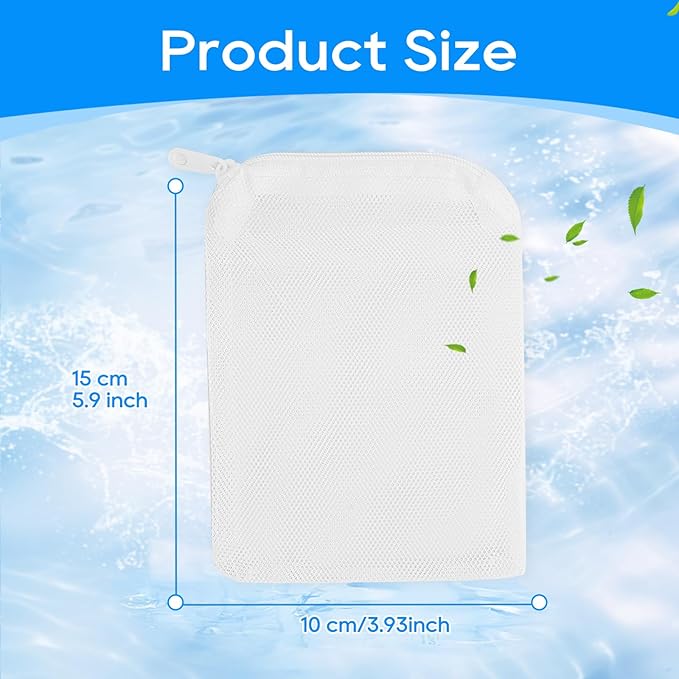 Aquarium Filter Media Bags for Aquarium with Zipper, Fine Mesh Bag Reusable Strong Polyester for Activated Carbon, Bio Filter Balls, Ceramic Rings, Filter Stones, White 10PCS 3.93" x 5.9"-PawvioPets