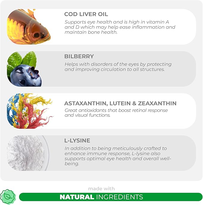 Eye Support for Dogs - 120 Chewable Tablets - Supplements for Vision, Eye Vitamins for Dogs, with Cod Liver Oil Antioxidant, Omega 3 EPA and DHA Fatty Acids.-PawvioPets