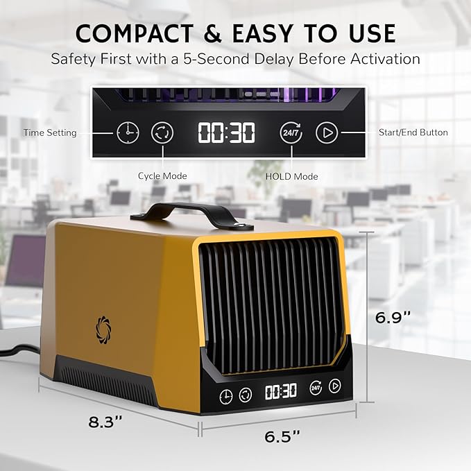 Airthereal DA25 Desktop Ozone Generator, 60,000mg/h High Capacity Odor Eliminator for Smoke, VOCs and Pet Odors, Portable Ozonator for Home, Garage & Car, O3 Air Deodorizer for Area up to 5,000 sq.ft-PawvioPets