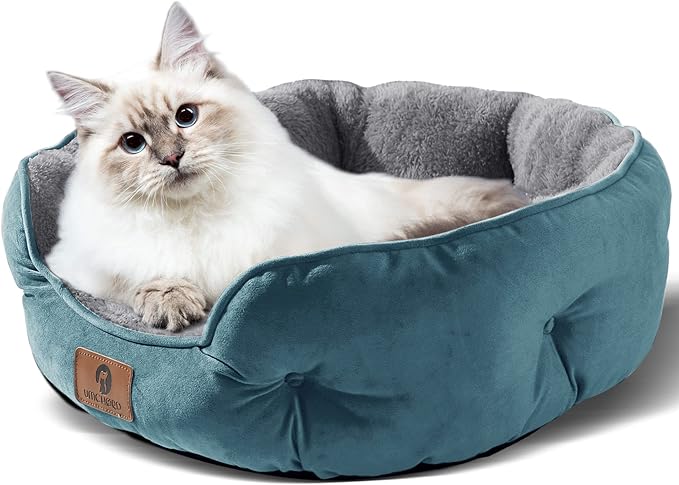 Asvin Medium Dog Bed for Medium Dogs, Cat Beds for Indoor Cats, Pet Bed for Puppy and Kitty, Extra Soft & Machine Washable with Anti-Slip & Water-Resistant Oxford Bottom, Teal, 25 inches-PawvioPets