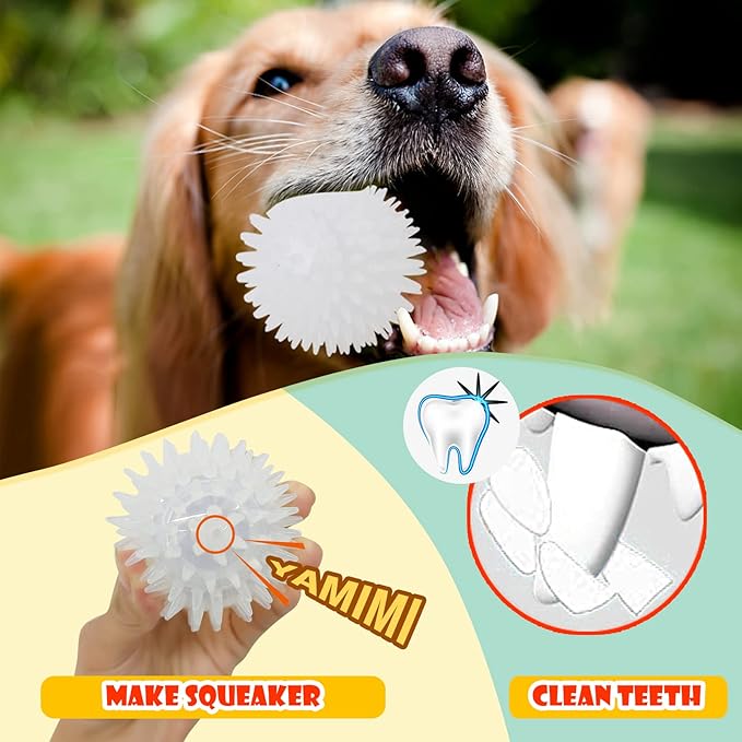 DKING 3Pack Squeaky Dog Balls,2 in1 Funny Puppy Ball Toys,Birthday Dog Toy for Small Medium Dogs (Animal Ball)-PawvioPets