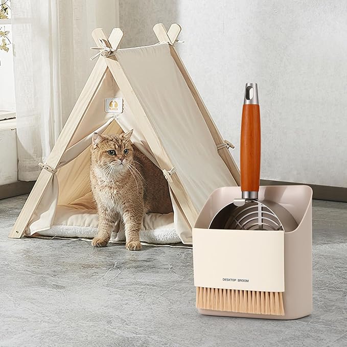 Extra-Thick Stainless Steel Cat Litter Scoop Heavy Duty Metal Litter Scooper with Holder Easy Remove Stuck Litter-PawvioPets