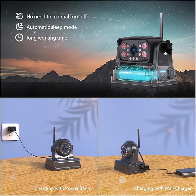 3 Magnetic Wireless Backup Camera with HD 1080P 10" DVR Monitor, 1-Rear View 2-Side View Cameras Wireless System for RV Trailer Trucks, Built-in 9600mAh Battery,Night Vision,Recording- ZEROXCLUB BC103-PawvioPets