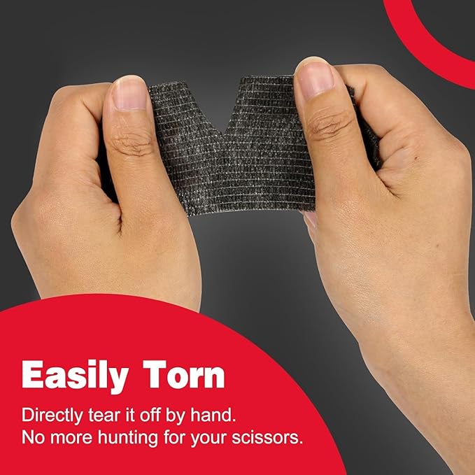 AZEN 120 Pack Self Adhesive Bandage Wrap Black, 2" X 5 Yards Black Athletic Tape, Vet Wrap, Ankle Tape, Cohesive Bandage Wrap-PawvioPets