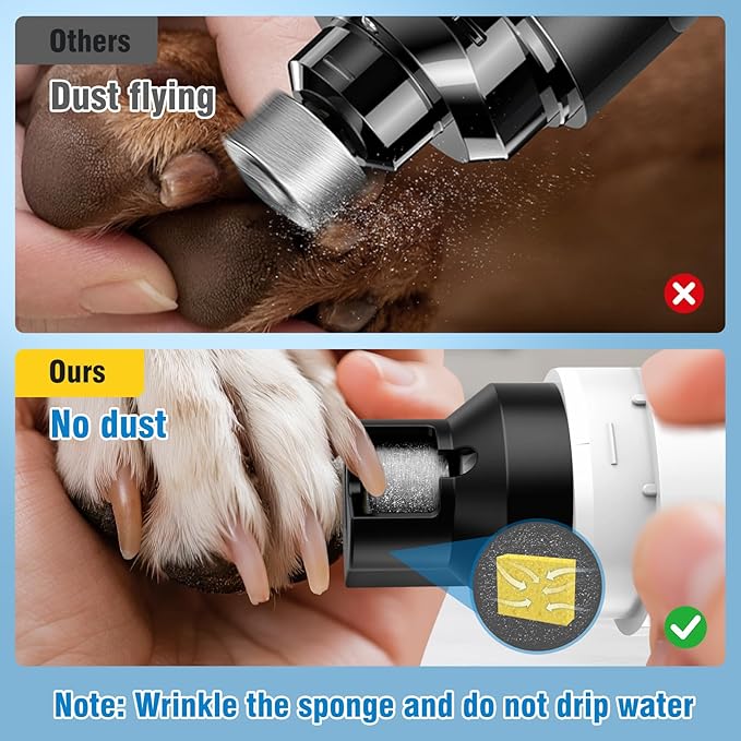 Dog Nail Grinder, 7-Speed Quiet Electric Dog Nail Trimmers, Dog Nail Clippers with Sponge Dust Collection & File for Small Medium Large Dogs, Rechargeable Pet Paw Grooming Supplies Kit-PawvioPets