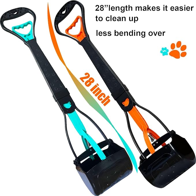 2-Piece Pooper Scooper for Large Medium & Small Dogs Heavy Duty,Long Handled Dog Poop Scooper for Grass,Durable Dog Poop Pick Up Tool-PawvioPets