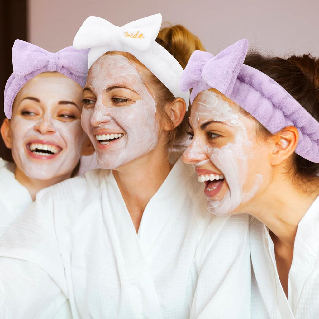 Semato Bachelorette Party Favor Set - Bride & Bridesmaid Spa Headbands (1 Bride + 7 Purple)