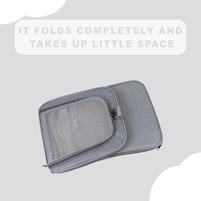 Airline Approved Soft Sided Pet Carrier for Small and Medium Dogs, Cats, and Puppies (Up to 15 lbs), Collapsible Portable Travel Bag for Dogs Cats (Grey)-PawvioPets