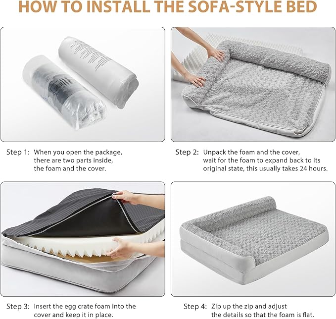 BFPETHOME Orthopedic Dog Beds for Large Dogs-Waterproof Sofa Dog Bed with Removable Washable Cover, Large Pet Bed with Waterproof Lining and Nonskid Bottom, Pet Bed for Dogs-PawvioPets