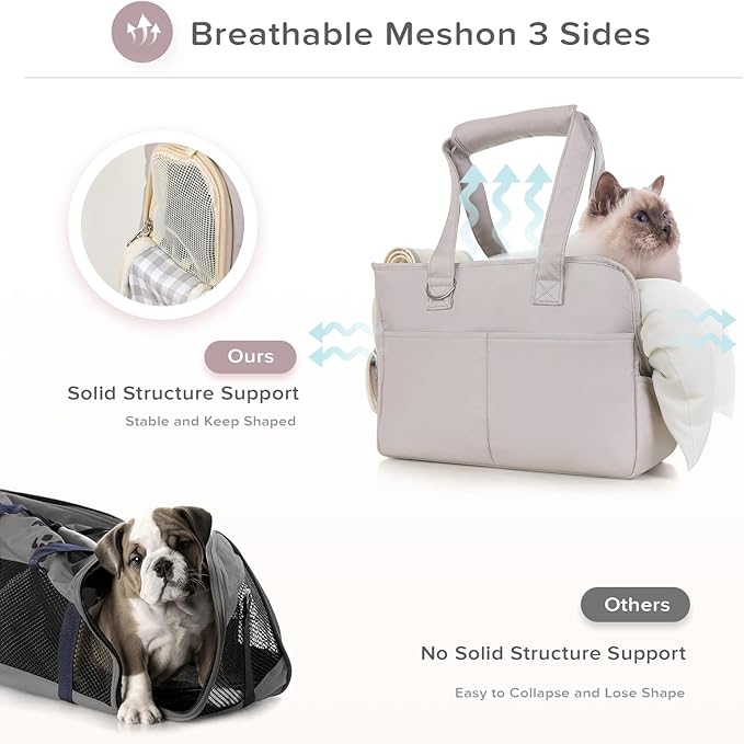 Dog Carriers for Small Dogs, Soft Sided Folding Small Dog Carrier for Dogs Medium Cats Puppies up to 13 Lbs, Washable Breathable Puppy Carrie Carrier for Outdoor Travel (Small Gray)-PawvioPets