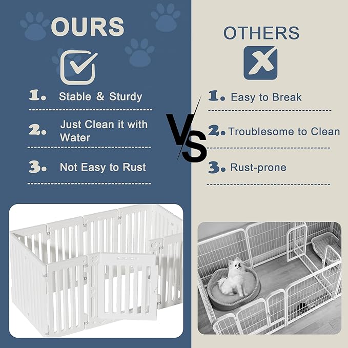 Dog Playpen with Door, DIY Shape Combination Puppy Pen,25.5" H 10-Panel Dog Fence,Non-Slip & Secure Pet Gate, Easy to Assemble-PawvioPets