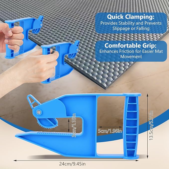 2 Piece Mat Movers Set, Heavy Duty Rubber Mat Grippers for Horse Stalls, Gym, Barn, Trailer, Stall Mat Handlers with Strong Handle and Plastic Teeth, Effortless Mat Puller for Tack Room, Barn-PawvioPets