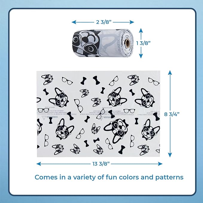 Best Pet Supplies Dog Poop Bags (150 Bags) for Waste Refuse Cleanup, Doggy Roll Replacements for Outdoor Puppy Walking and Travel, Leak Proof and Tear Resistant, Thick Plastic - White-PawvioPets