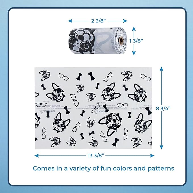 Best Pet Supplies Dog Poop Bags (240 Bags) for Waste Refuse Cleanup, Doggy Roll Replacements for Outdoor Puppy Walking and Travel, Leak Proof and Tear Resistant, Thick Plastic - White-PawvioPets