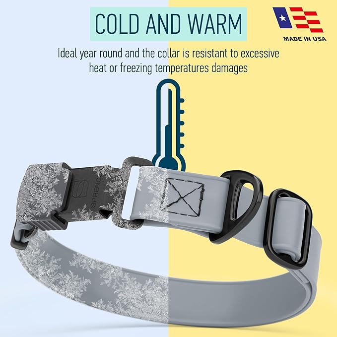 Dogline Biothane Waterproof Dog Collar with Herm Sprenger Black Stainless Steel Quick Release Buckle – Heavy Duty Tactical Durable Collar for Dogs – Comfortable and Safe Pet Collar W3/4" L12-19 Gray-PawvioPets