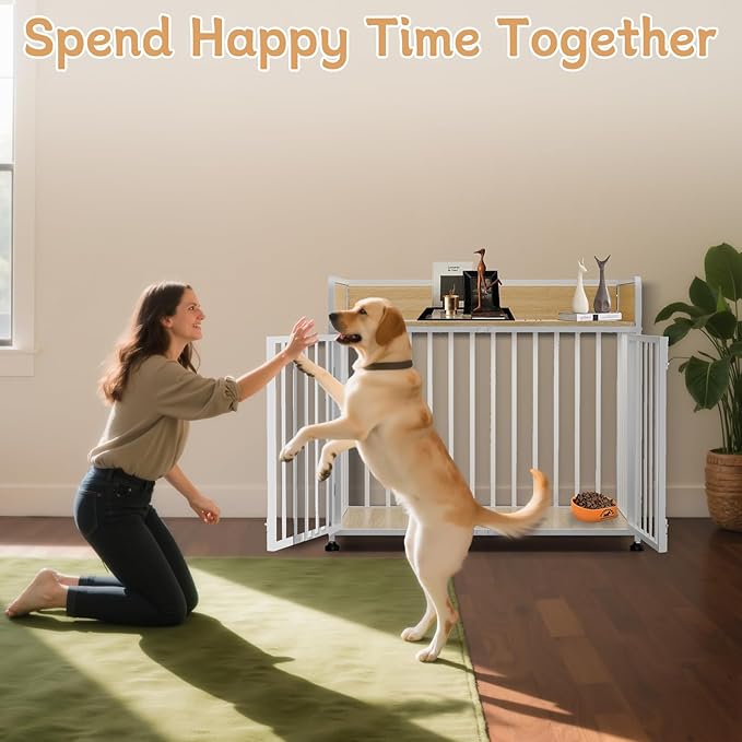 42inch Dog Crate Furniture, Medium Dog Kennel Indoor, Decorative Pet House End Table, Wooden Cage Kennel Indoor, Heavy Duty Dogs Crate Furniture for Large and Medium-PawvioPets