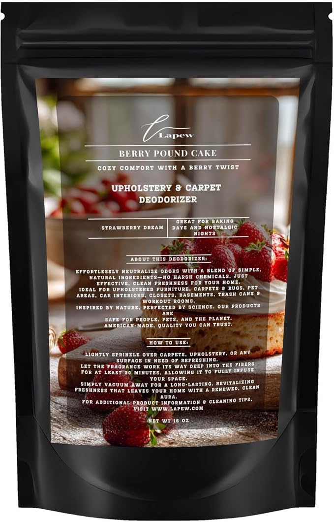 Berry Pound Cake Carpet Freshener Powder: Powerful Odor Eliminator for Home, Upholstery Deodorizer, Carpet Deodorizer, Pet Urine, Cat Litter Box - Strawberry Pound Cake Fragrance-PawvioPets