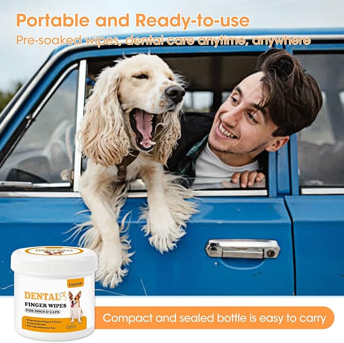 Finger Brushes for Dental Care of Pets, Teeth Cleaning Finger Wipes, Dog Dental Wipes, Reduce Plaque & Tartar, Freshen Breath, Safe & Natural Pet Dental Wipes for Dogs Teeth-PawvioPets
