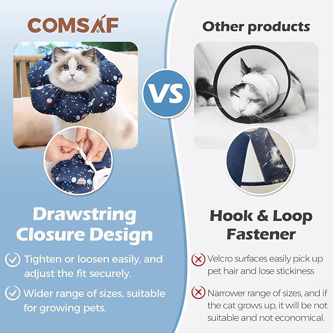 ComSaf Cat Cone Collar Soft, Protective Adjustable Cat Cones to Stop Licking After Surgery, Comfortable Lightweight Elizabethan Collar for Kitten Prevent from Licking Wounds, Not Block Vision-PawvioPets