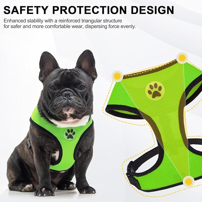 BINGPET No Pull Dog Harness, Soft Mesh Breathable All Weather Vest, Safety Protection Design, Durable Adjustable Step-in Easy Walk Dog Harness for Extra Large Dogs (Green, XL)-PawvioPets