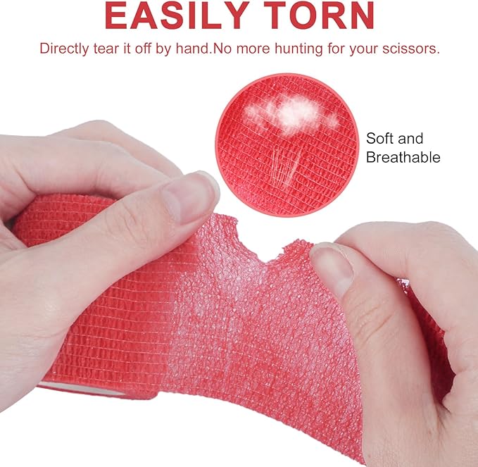 24 Pack Self Adhesive Bandage Wrap 2 Inch, Cohesive Medical Tape for Sports, Elastic Vet Wrap for Athletic, Ankle, Wrist Sprains, Pet First Aid-PawvioPets