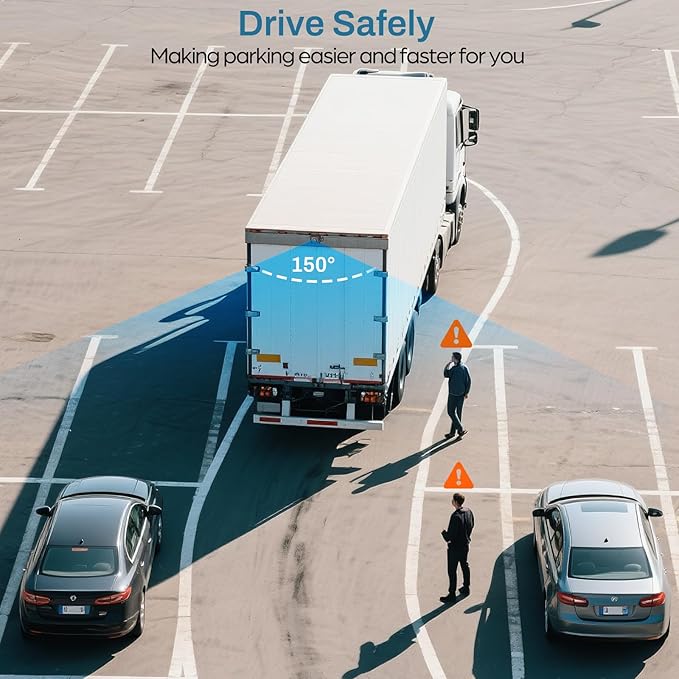 1080P Backup Camera for Truck, 7" IPS Touchscreen Monitor Front and Rear View Dual Cameras, IP69 Waterproof, IR Night Vision for Truck, Trailer, Camper, Included 32GB Card-PawvioPets