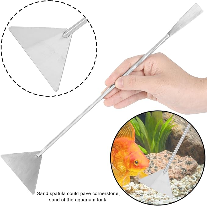 Aquarium Aquascaping Tool Stainless Steel Aquascape Tools Kit 4 in 1 Anti-Rust Fish Tank Starter Kit with Tweezers Scissors Spatula for Aquarium Plants (Silver)-PawvioPets