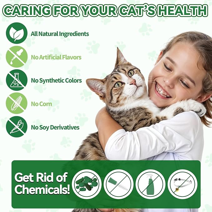 Flea & Tick Support for Cats – Natural Herbal Drops with Multivitamin – Fleas and Ticks Comfort Formula for Cat All Breeds & Ages – Bacon Flavor-PawvioPets
