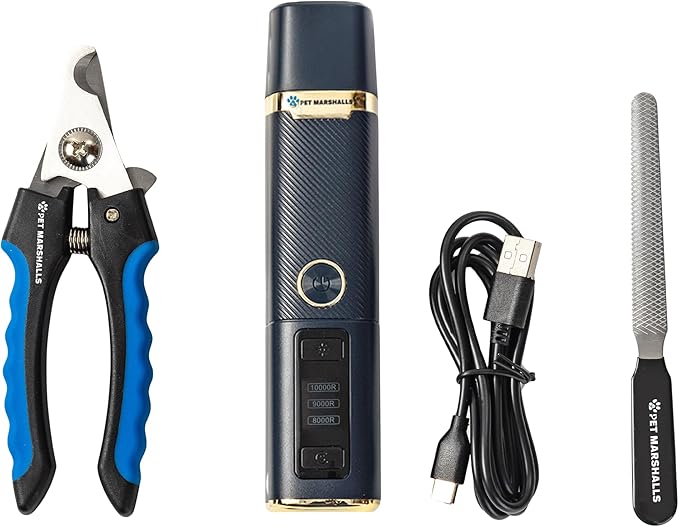 3-in-1 Cat & Dog Nail Grinder with Clipper & File, Quiet LED Trimmer, 3-Speed Pet Grooming Tool, Rechargeable 2000mAh Battery-PawvioPets