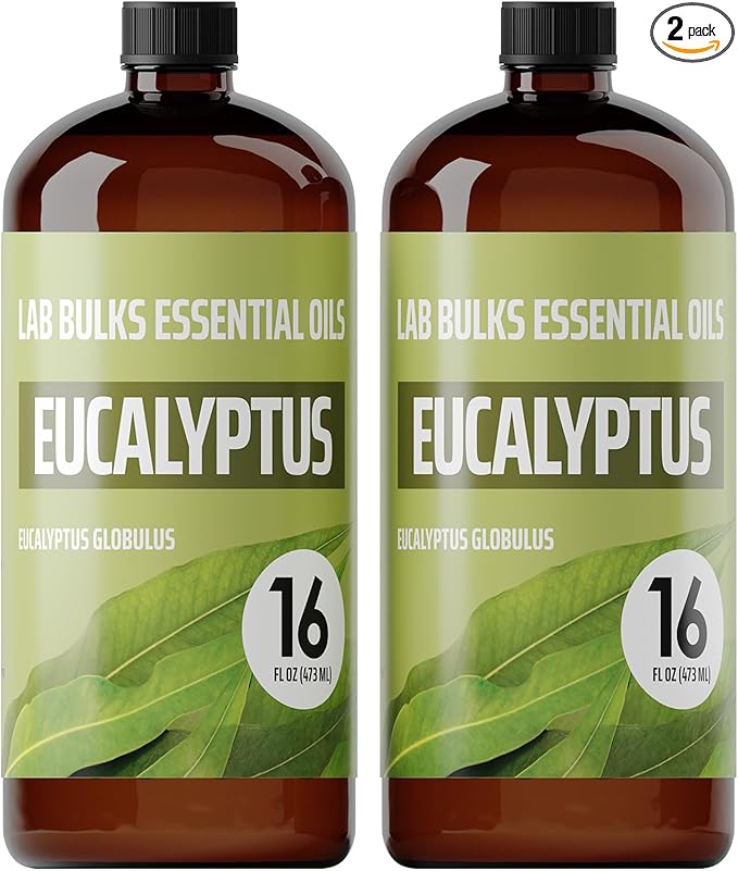 Eucalyptus Essential Oil (2 Pack) for Diffusers, Home Care, Candles, Aromatherapy, 16 oz Bulk Bottle, Eucalyptus Oil Spray-PawvioPets