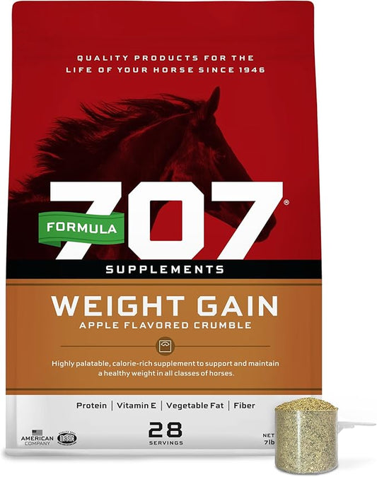 Formula 707 Weight Gain Crumble Equine Supplement, 7 lb Bag – Palatable, Calorie-Rich Nutritional Support for Hard-to-Keep and Senior Horses-PawvioPets