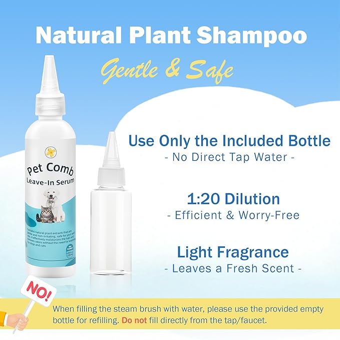 4-in-1 Pet Grooming Steam Brush for Cats & Dogs – Steam Spray, Blue Light, Hair Removal, Self-Cleaning Comb – Includes Pet Waterless Shampoo-PawvioPets