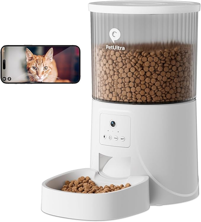 Automatic Cat Feeder with Camera - 2.4GHz APP - Controlled Cat Food Dispenser- Features HD Video for Indoor Use, Easy Setup & Cleaning, 2 - Way Audio, and a Desiccant Bag to Keep Food Fresh-PawvioPets