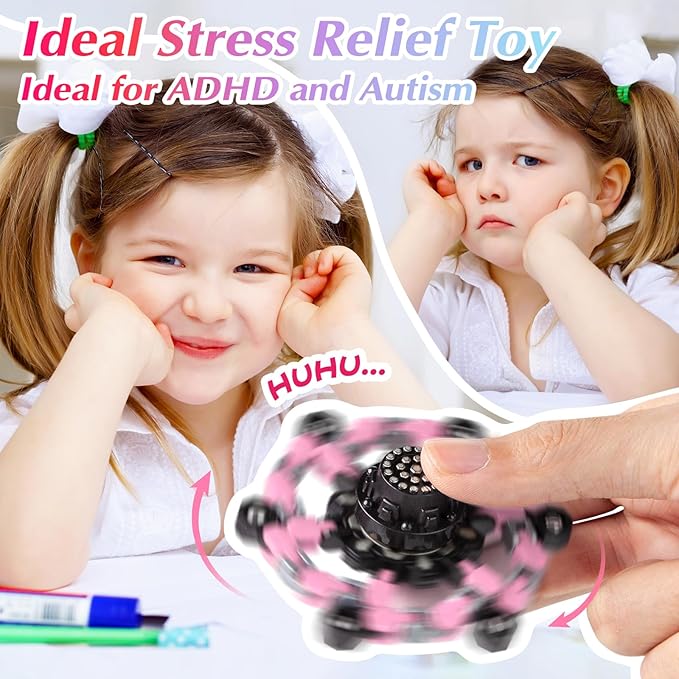 Fidget Toys for Girls, Birthday Gifts for 4 5 6 7 8 9 10 11 12 Year Old Girls Boys, Pink Transformable Fidget Spinners for Kids, Stocking Stuffers for Kids Adults Party Favors Toy-PawvioPets