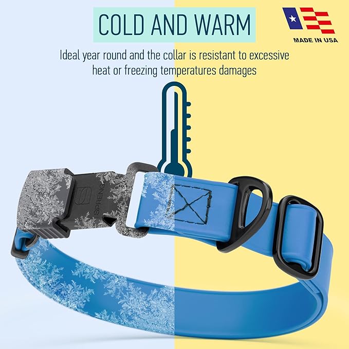 Dogline Biothane Waterproof Dog Collar with Herm Sprenger Black Stainless Steel Quick Release Buckle – Heavy Duty Tactical Durable Collar for Dogs – Comfortable and Safe Pet Collar W3/4" L12-19 Blue-PawvioPets