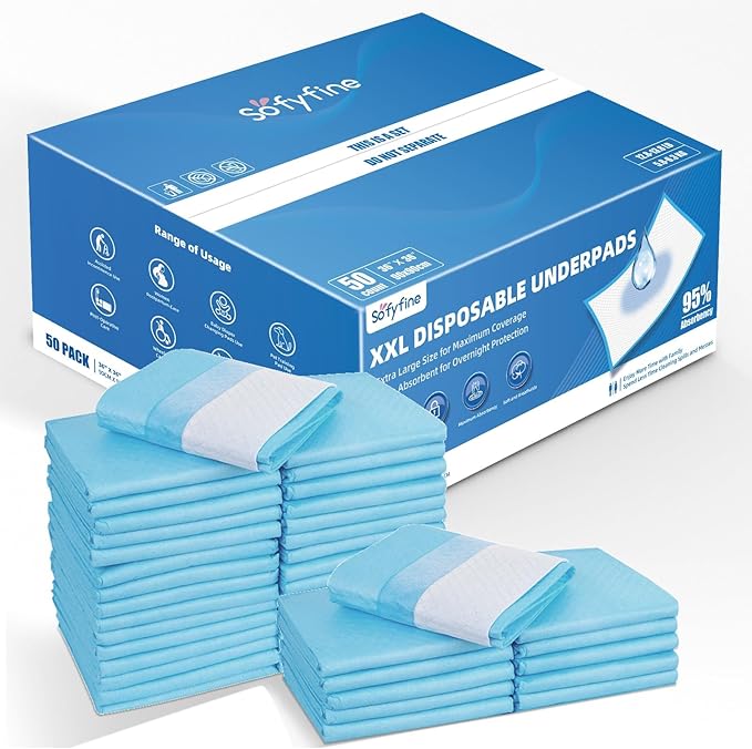 100 Count Extra Large Chucks 36"x36" Thicken Elderly Adults Incontinence Bed Pads Disposable, Heavy Duty Absorbency Underpads Waterproof, XXL Extra Large Puppy Pee Training Pad-PawvioPets