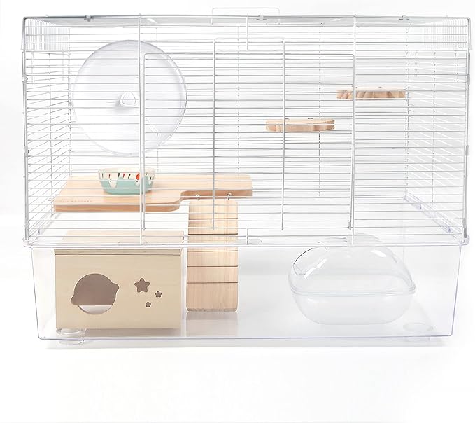 BUCATSTATE Hamster Cage 3-Level with Accessories, Includes Free Exercise Wheel, Water Bottle, Food Bowl & Hamster Hideout, Large Hamster Cage for Dwarf Hamster, Mice, Degus (24.4" L*13.7 "W*16.9" H)-PawvioPets