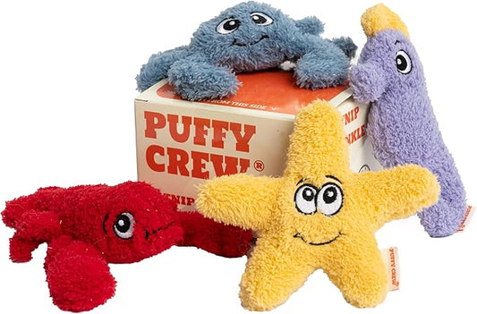 4 Pack Interactive Catnip Cat Plush Toy, Ocean Theme Set, 5'', for All Breed Size Cats (4 in 1)-PawvioPets