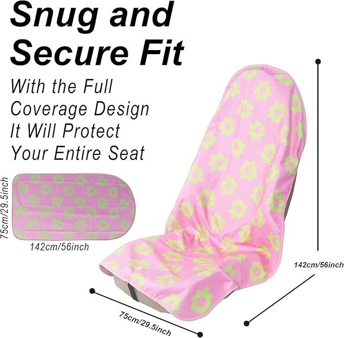 Car Seat Cover Protector Front Seats,for Gym Workout,Running,Swimming,Beach and Hiking,Waterproof Sweat Towel Bucket Seat Covers for Cars SUV Trucks (Flower and Pink, 2Pcs)-PawvioPets