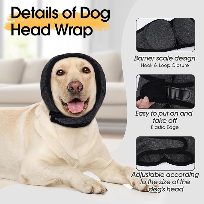 Dog Calming Hoodie, Dog Ear Muffs Noise Protection & Anxiety Relief, No Shake Ear Wraps for Dogs Quiet Ears Cover Headband for Fireworks Grooming Swimming Bathing Force Drying-PawvioPets