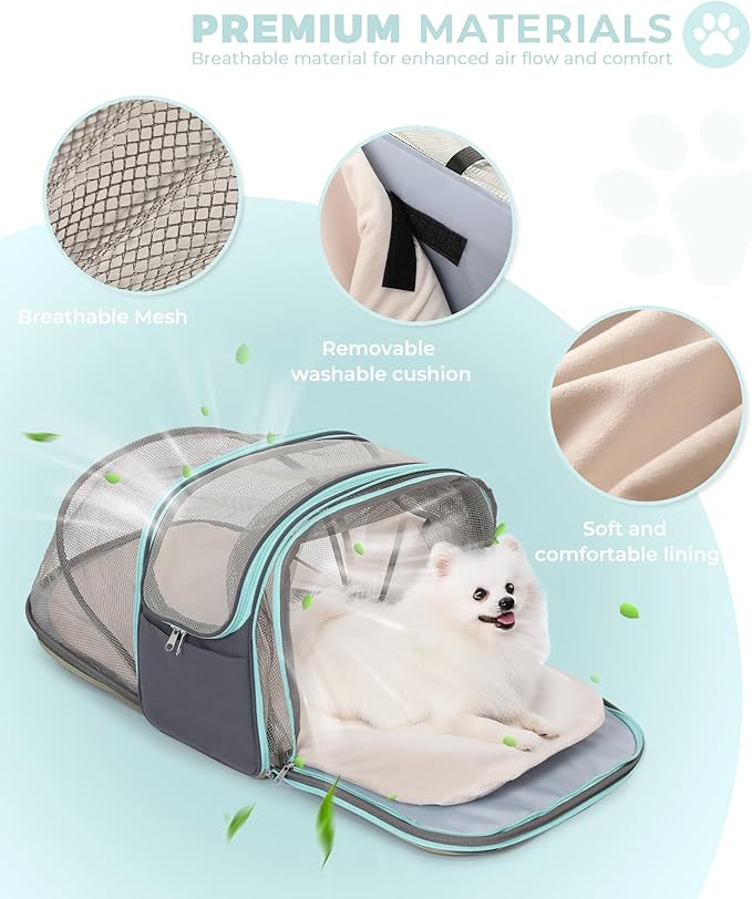 Expandable Pet Carrier Backpack, Cat Carrier Backpacks with Breathable Mesh for Cats Small Dogs Puppies Up to 25 Lbs Airline Approved Waterproof Travel Carrier with Safety Buckle for Hiking & Flights-PawvioPets