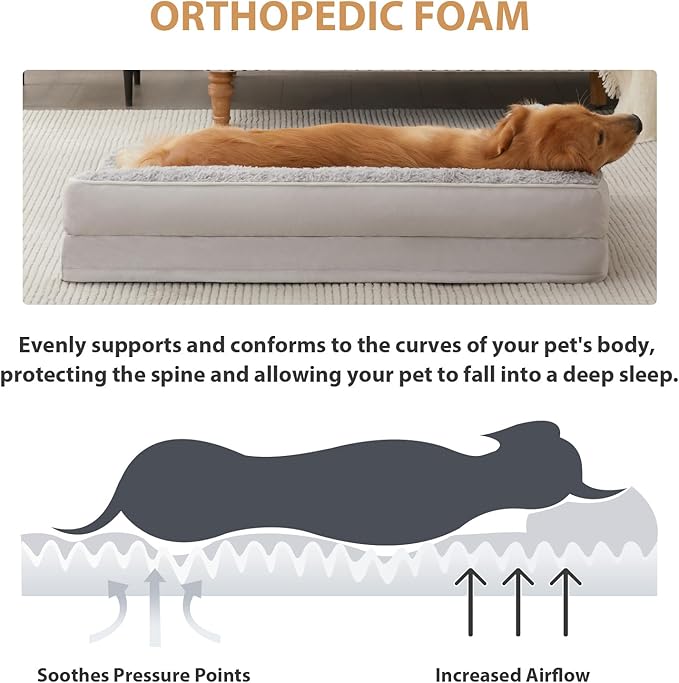 BFPETHOME Orthopedic Dog Beds for Large Dogs-Waterproof Sofa Dog Bed with Removable Washable Cover, Large Pet Bed with Waterproof Lining and Nonskid Bottom, Pet Bed for Dogs-PawvioPets